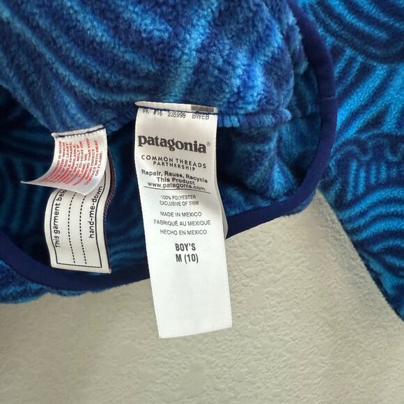Patagonia Blue Wave Synchilla Snap T Fleece Pullover Sweatshirt Boys Medium 10 - Picture 4 of 6
